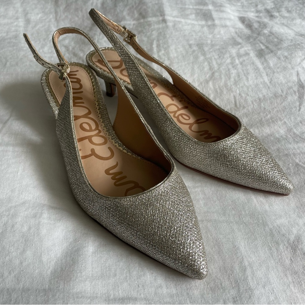 Elegant Silver Slingback Heels